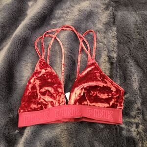 Beautiful maroon velvet feel PINK Victorias secret bralette size S!